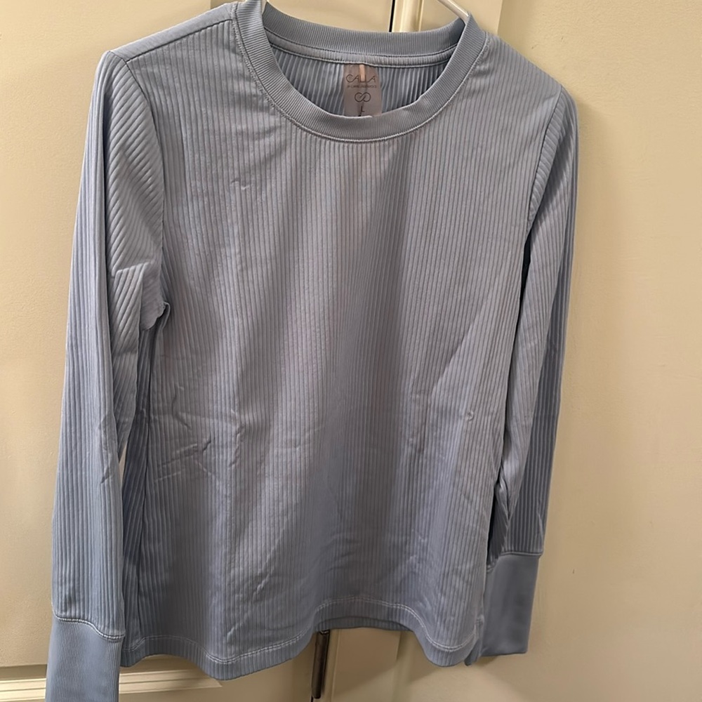 Calia Cornflower Blue Long Sleeve Ribbed Shirt